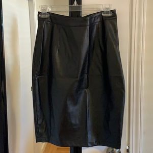 Black faux leather pencil skirt